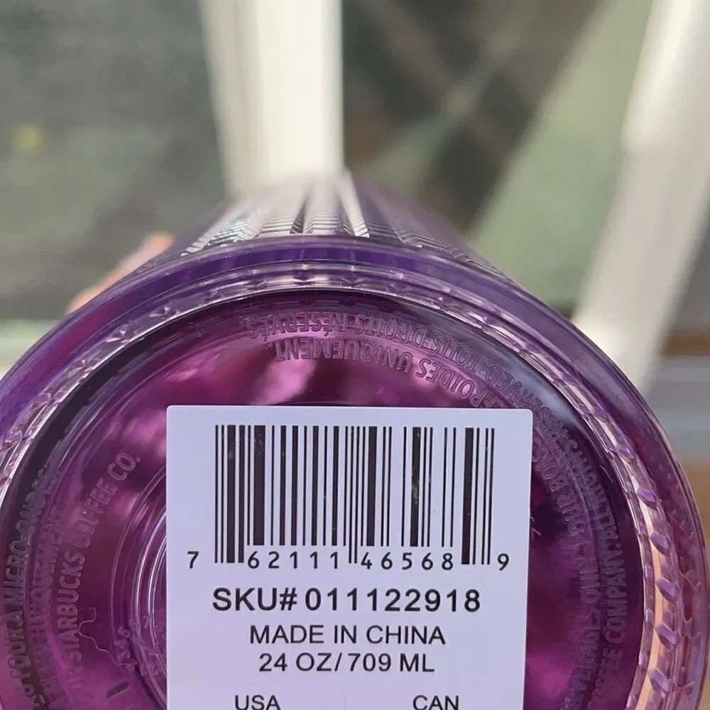Starbucks purple red grid kaleidoscope tumbler 24 Oz